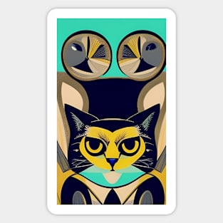 A Cat And An Owl Sticker